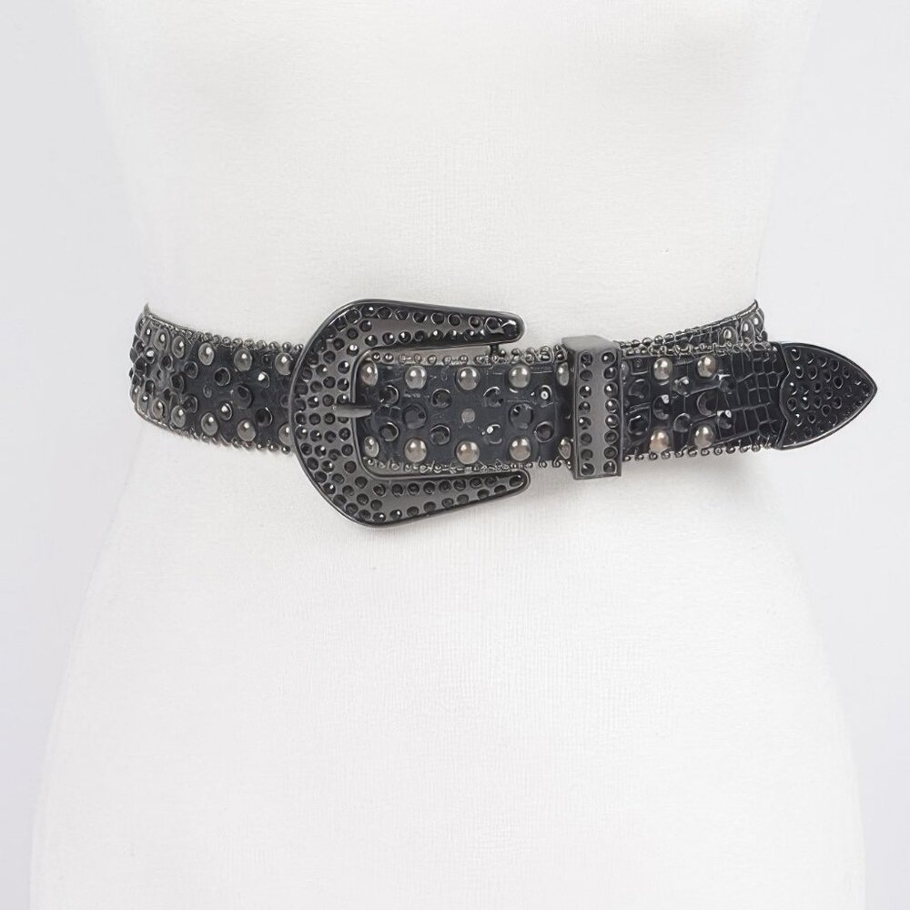 Rhinestone Metal Studded Multi Metal Belt